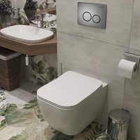 Унитаз подвесной Roxen Cube One Rimless 6 в 1 StounFix Dual Fresh 625840 (оружейная сталь/металл) в Бобруйске