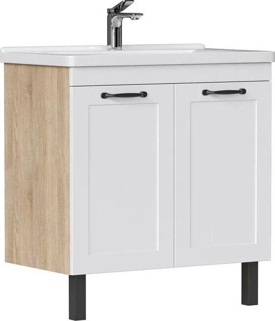 EQUIL Тумба с умывальником Lago 80.2D + Kirovit Фостер 80 (4640021064733) (напольная)