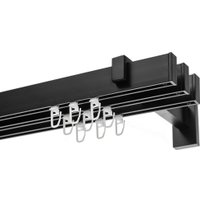 Карниз для штор Sundays Home Флэт Лайн Изи тройной (составной, заглушка, черный матовый, 3.2м)