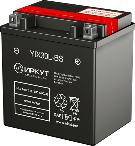 

Мотоциклетный аккумулятор Иркут YIX30L-BS (30 А·ч)