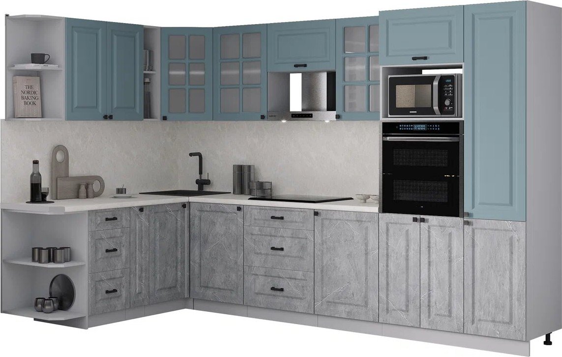 

Готовая кухня Интерлиния Мила Деко 1.88x3.2 LV (керамика/океан/опал светлый)