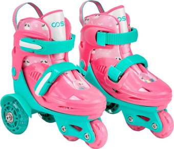 Роликовые коньки Cosmoride Honey + набор защиты (р-р 31-34, мятный/розовый)
