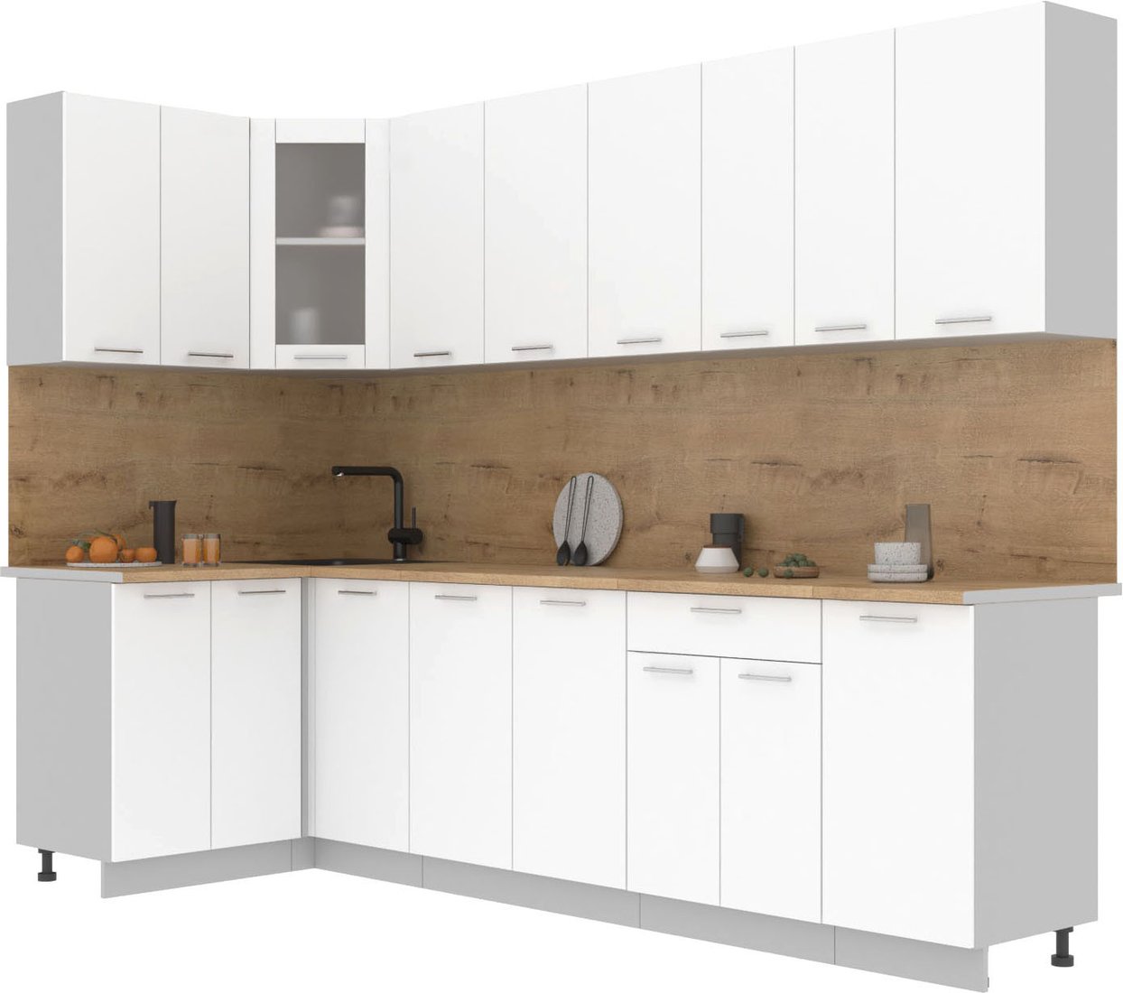 

Готовая кухня Интерлиния Мила 12x28 (белый платинум/белый платинум глянец/дуб бунратти)