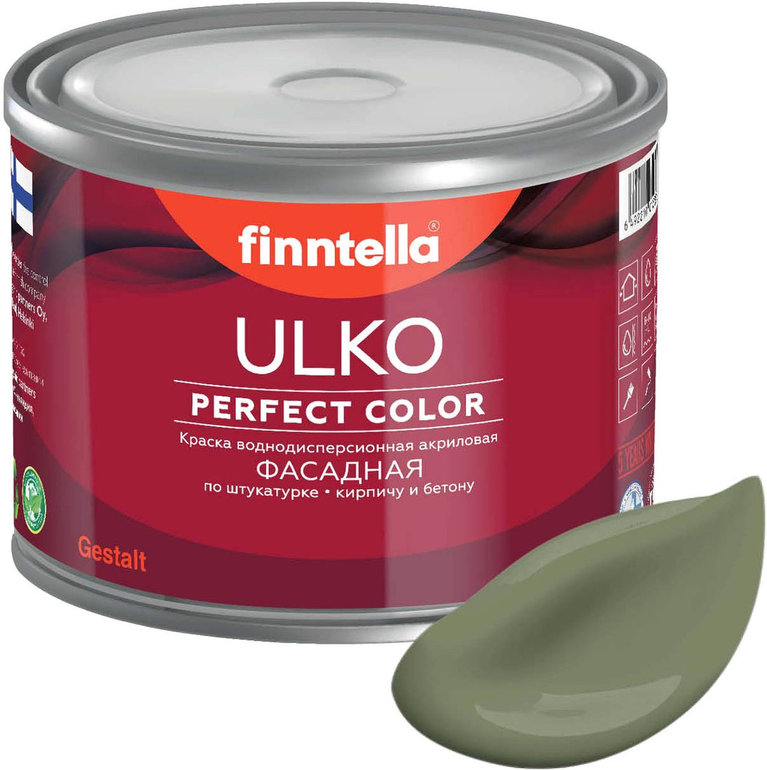 

Краска Finntella Ulko Oliivi F-05-1-1-FL021 0.9 л (темно-зеленый)