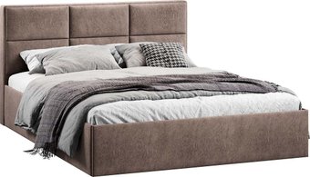 Кровать Трия Стелла Тип 1 c ПМ и заглушиной 160x200 (микровелюр Wellmart Latte)
