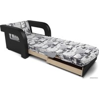 Кресло-кровать Мебель-АРС Кармен-2 (жаккард/экокожа, газета/черный)