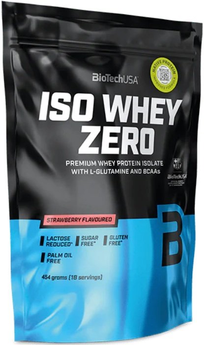 Протеин сывороточный (изолят) BioTech USA Iso Whey Zero (клубника, 454г)