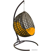 Подвесное кресло M-Group Круг Люкс 11060211 (коричневый ротанг/желтая подушка)