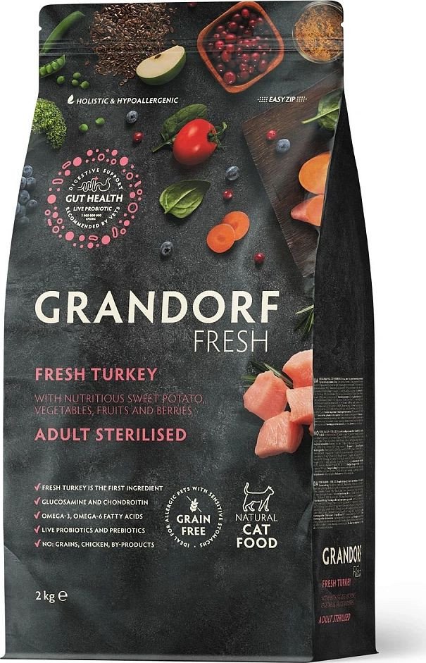 

Сухой корм для кошек Grandorf Fresh Adult Sterilised (Индейка и батат) 2 кг