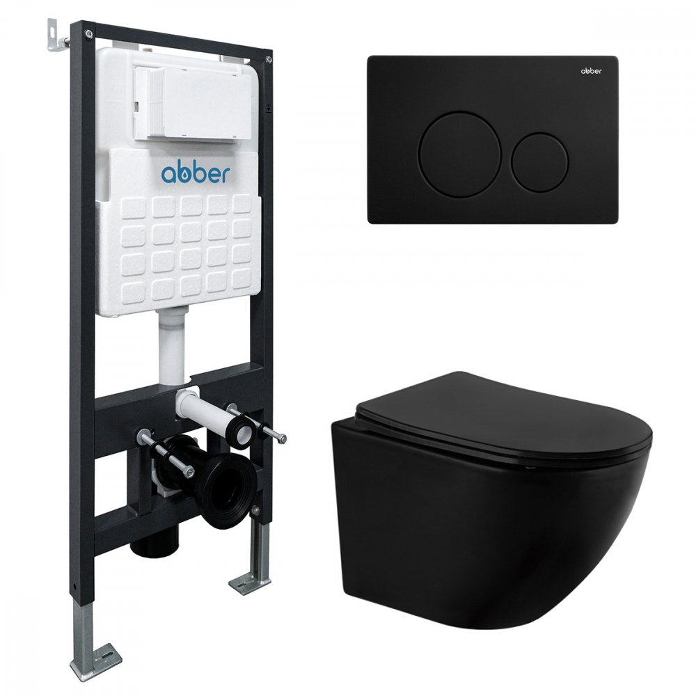 

Унитаз подвесной Abber Bequem AC1100MB-AC0105-AC0121MB (с кнопкой смыва)