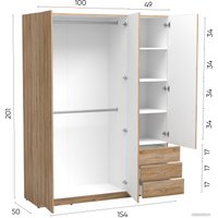 Шкаф распашной Involux Престон 226H012 (сонома/белый)