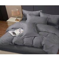 Семейный комплект постельного белья Pandora №8/6 Вид (N) Семейный (микрофибра-страйп, серебристо-серый)