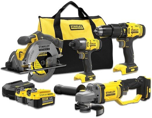 Stanley SFMCK469M2 (шуруповерт, винтоверт, циркулярка, болгарка, 2 АКБ, сумка)