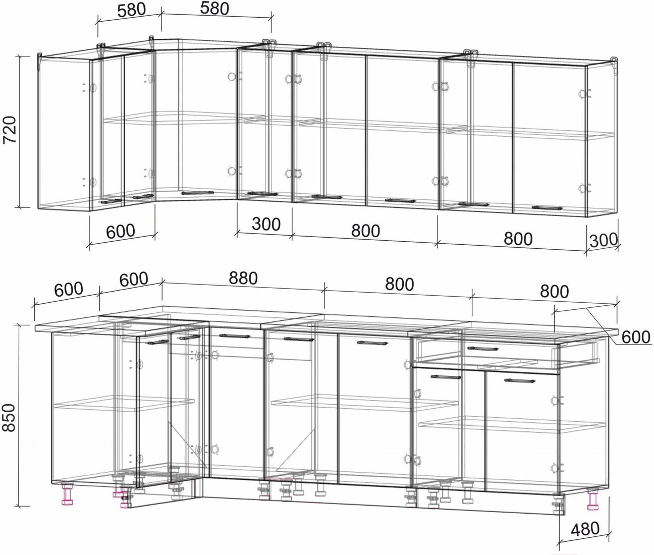 

Готовая кухня Интерлиния Мила Лайт 1.2x2.5 (вудлайн кремовый/антрацит)