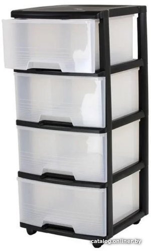 Комод Keter Drawer System 4X20L (прозрачный/черный)