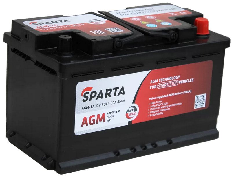 

Автомобильный аккумулятор Sparta AGM-L4 12V (80 А·ч)