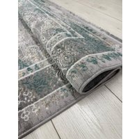 Ковер для жилой комнаты Radjab Carpet Афина Прямоугольник 9008A 12806RK (0.8x1.5, Grey/Green)