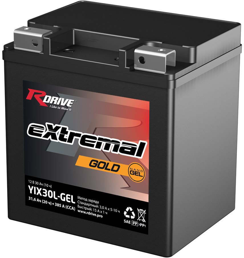 

Мотоциклетный аккумулятор RDrive eXtremal Gold YIX30L-GEL (30 А·ч)