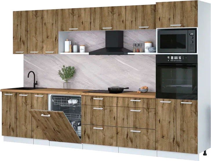 

Готовая кухня Интерлиния Мила Лайт 3.3-ПМ1-2 (дуб веллингтон/дуб веллингтон/дуб бунратти)