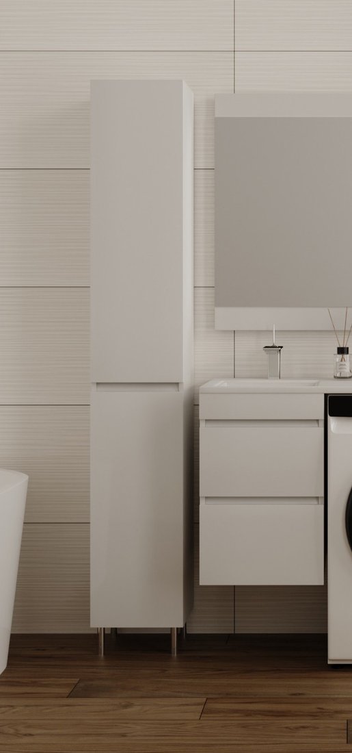 

Symbolite Шкаф-пенал для ванной Даллас Люкс Plus с корзиной (белый)