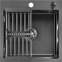 Кухонная мойка Saniteco 4848 Nano (с сифоном, дозатором и коландером)