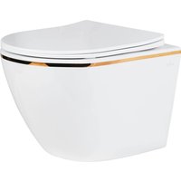 Унитаз подвесной Roxen Antares Gold в комплекте с инсталляцией StounFix Dual Fresh 6 в 1 968092 (кнопка: золото глянцевое )