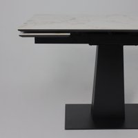 Кухонный стол Lepremo AV 2119 МДФ+керамика раздвижной 1200-1800x800 (натуральный глянцевый Gold Jade/черный)