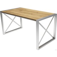 Кухонный стол Buro7 Лофт 150 (классика, дуб натуральный/серебро)