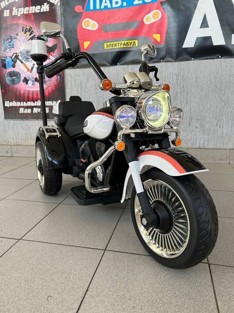 Электромотоцикл Baby Driver Chopper K444 (белый)