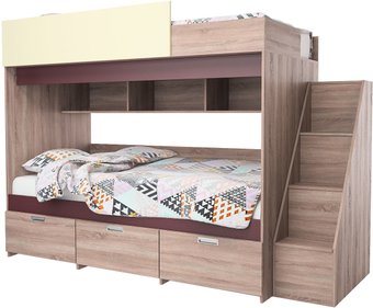 Двухъярусная кровать КМК Мебель Бамбино 3-1 237x174 (дуб атланта/орех)