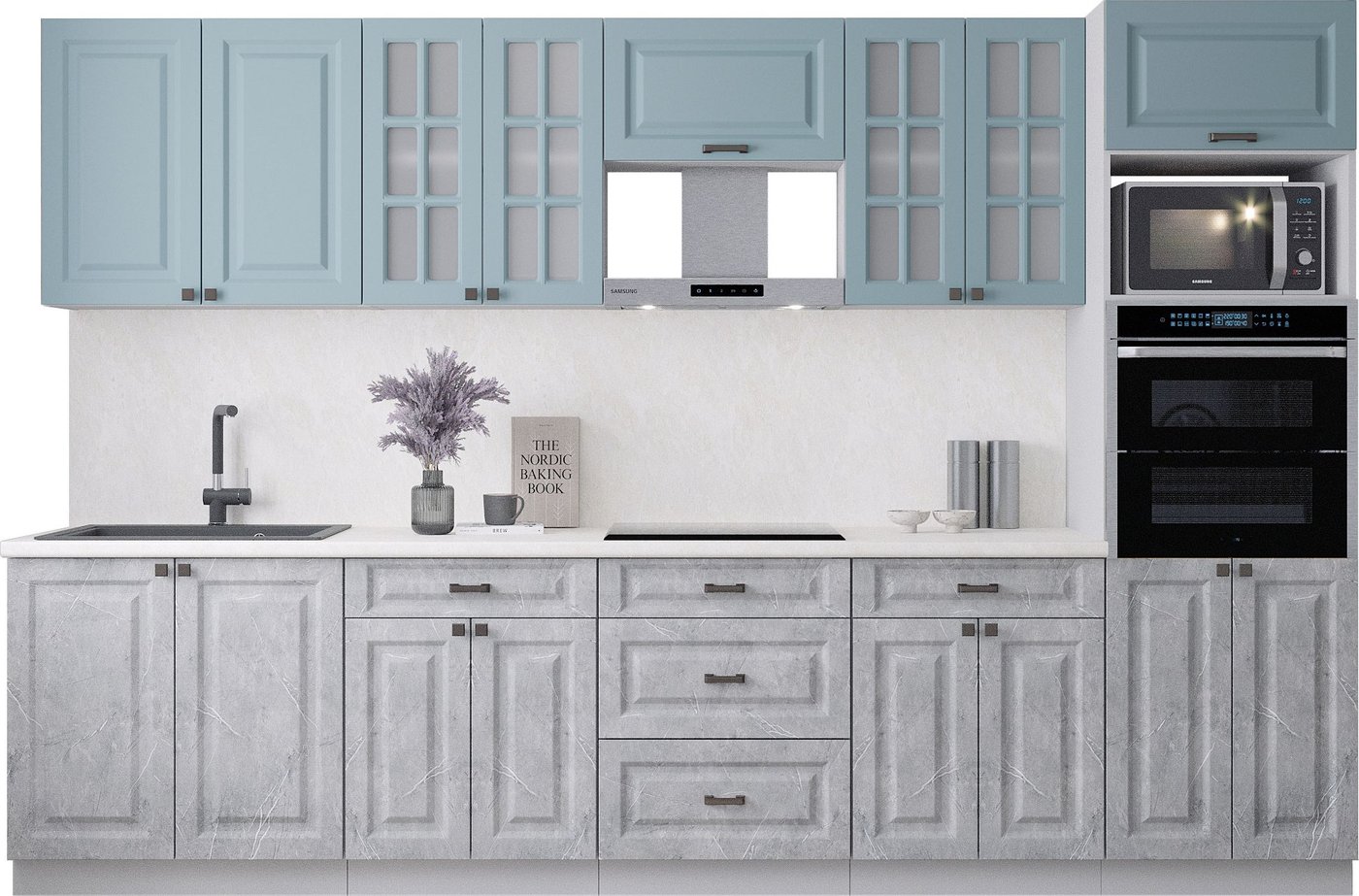 

Готовая кухня Интерлиния Мила Деко 3.2 (керамика/океан/опал светлый)