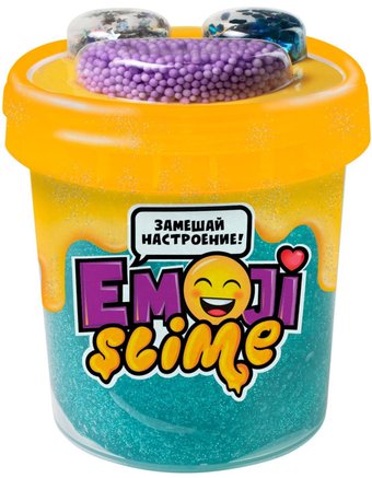 Слайм Slimer Emoji S130-78 с блёстками и наполнением (120 мл, голубой)