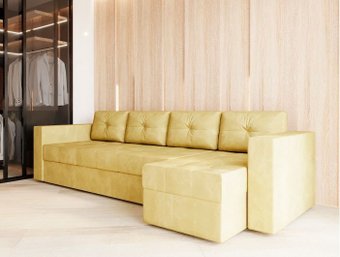 Угловой диван Настоящая мебель Константин Long (правый, н.п.б., вельвет, бежевый)