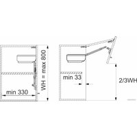 Механический подъемник для мебели AKS верхний A с доводчиком и фиксацией в любом положении на две двери PLUS TITAN
