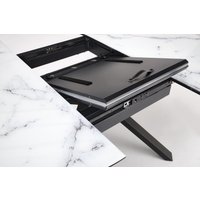 Кухонный стол Halmar Vertigo 130-180/130/76 (белый мрамор/черный)