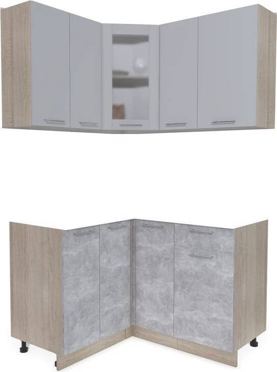 

Готовая кухня Интерлиния Мила 12x13 без столешницы (серебристый/бетон)