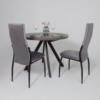 Кухонный стол Мамадома Rondo M-100 раздвижной 100-135 (дымчатая керамика/черный)