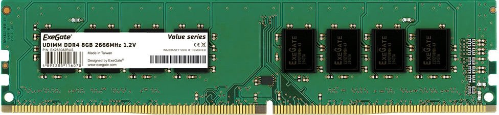 

Оперативная память ExeGate 8GB DDR4 PC4-21300 EX283082RUS