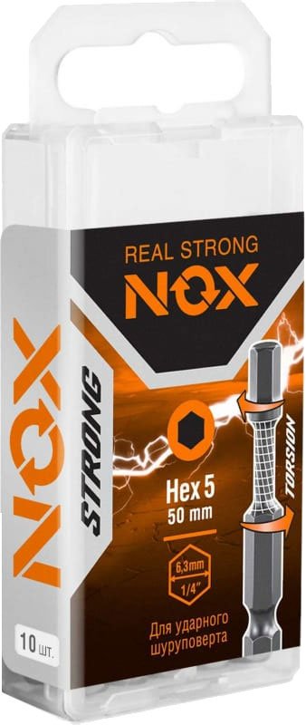 

Набор бит Nox Strong Torsion E6.3 Hex-5-50 338550 (10 шт)