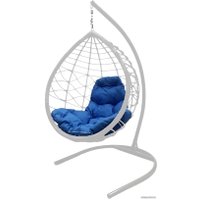 Подвесное кресло M-Group Капля Лори 11530110 (белый ротанг/синяя подушка)