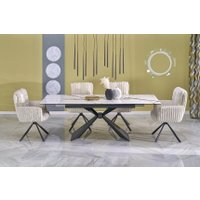 Кухонный стол Halmar Luciano 180-230/90/76 (белый мрамор/черный)