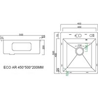 Кухонная мойка ARFEKA Eco AR мойка 450*500, коландер, дозатор Black