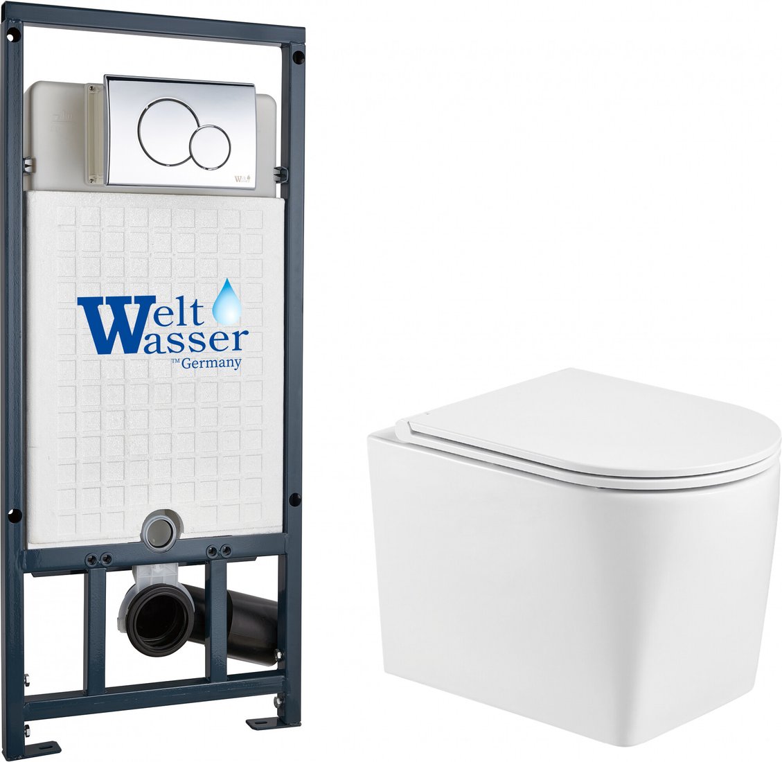 Унитаз подвесной WeltWasser Marberg 507 + Nesenbach 004 GL-WT + Mar 507 RD-CR
