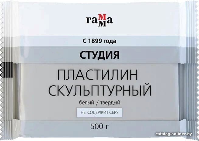 Пластилин скульптурный Гамма Студия 2.80.Е050.003.1 (500 г, белый, твердый)