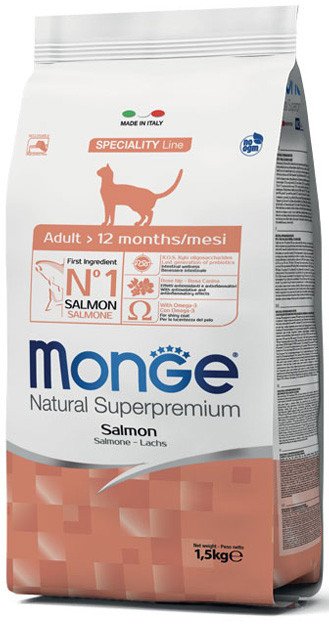 

Сухой корм для кошек Monge Superpremium Adult Salmon (1.5 кг)