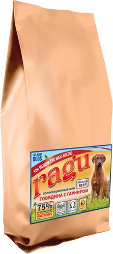 Сухой корм для собак Ragu для средних и крупных пород говядина с гарниром 14 кг
