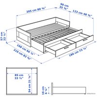 Кровать Ikea Бримнэс 200x80 (белый, осванг жесткий) 494.264.26