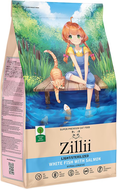 

Сухой корм для кошек Zillii Light/Sterilized белая рыба с лососем 400 г