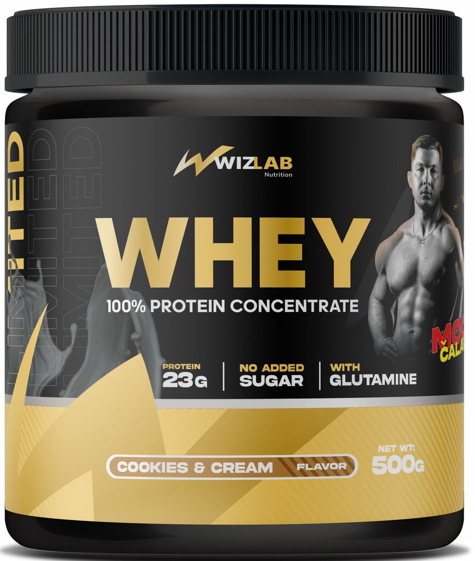 Протеин сывороточный (концентрат) WizLab Nutrition 100% Whey Protein Concentrate (печенье/крем, 500г)
