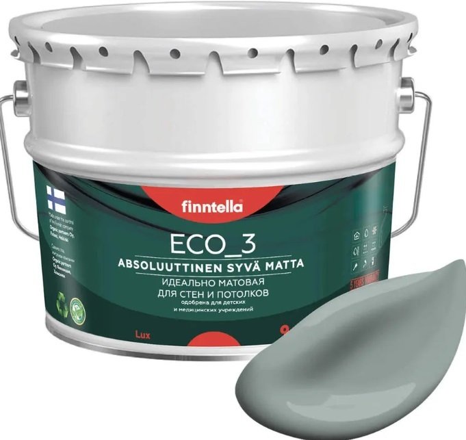 

Краска Finntella Eco 3 Wash and Clean Sammal F-08-1-9-LG101 9 л (серо-зеленый)